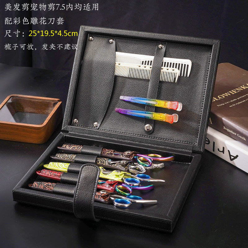 [USD 59.32] Japanese Hair Salon Personalized Leather Hair Stylist Scissor Box Premium Toolbox