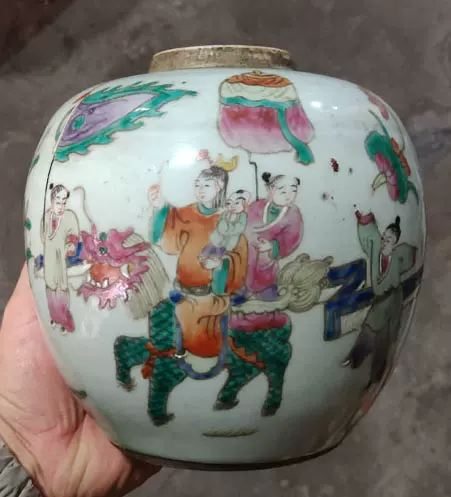 高仿古大明成化年制古彩战将图开片纹陶瓷番龙双耳小花瓶精品实价-Taobao