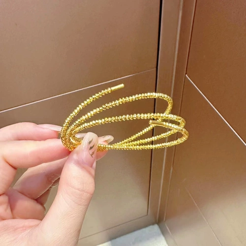 Золотой эластичный браслет с одной бусиной, женский стиль