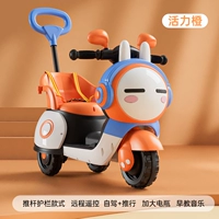 Оранжевый увеличенный аккумулятор + музыкальный и световой плеер для дошкольного образования + толкатель + пульт дистанционного управления, пожизненная гарантия на большой мотоцикл