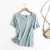 Pure color slim giảm béo áo cổ chữ V tất cả các kết hợp nhà máy ngoại thương nữ mùa hè kiểu mới 2020 áo thun ngắn tay thời trang - Áo phông Áo phông