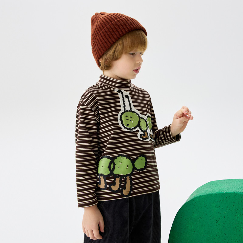 【马拉丁】趣味印花半高领T恤