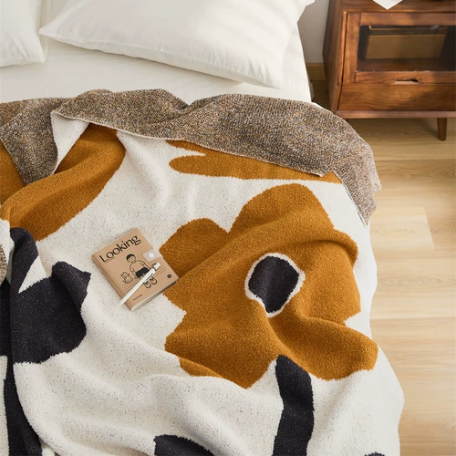 Диван, одеяло, трикотажное украшение для офиса для сна, накидка, в цветочек