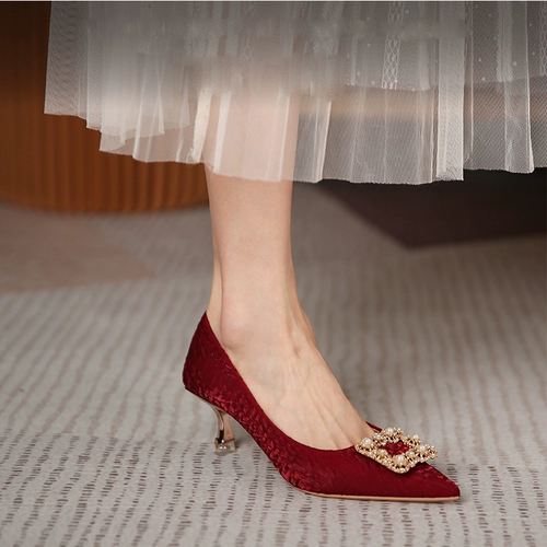 Свадебные туфли, красная цветная высокая обувь, коллекция 2023, изысканный стиль