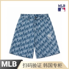 Пользовательские шорты 韩国mlb短裤2023夏季新款洋基队老花满印牛仔男女休闲运动五分裤