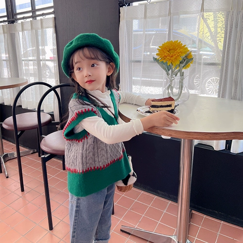 Трикотажный демисезонный жилет, детский свитер, в западном стиле, осенний