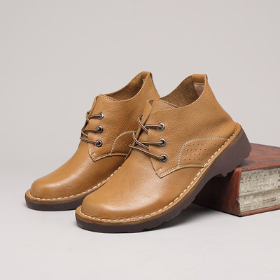 taobao agent Martens, leather demi-season low boots, cowhide, plus size