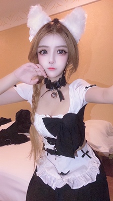 taobao agent Sweet and cute maid style two -piece daily thin dress set