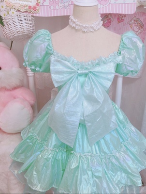 taobao agent Disney, fresh dress for princess with bow, puff sleeves