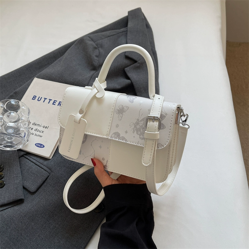 High-end color-blocked patchwork bag for women