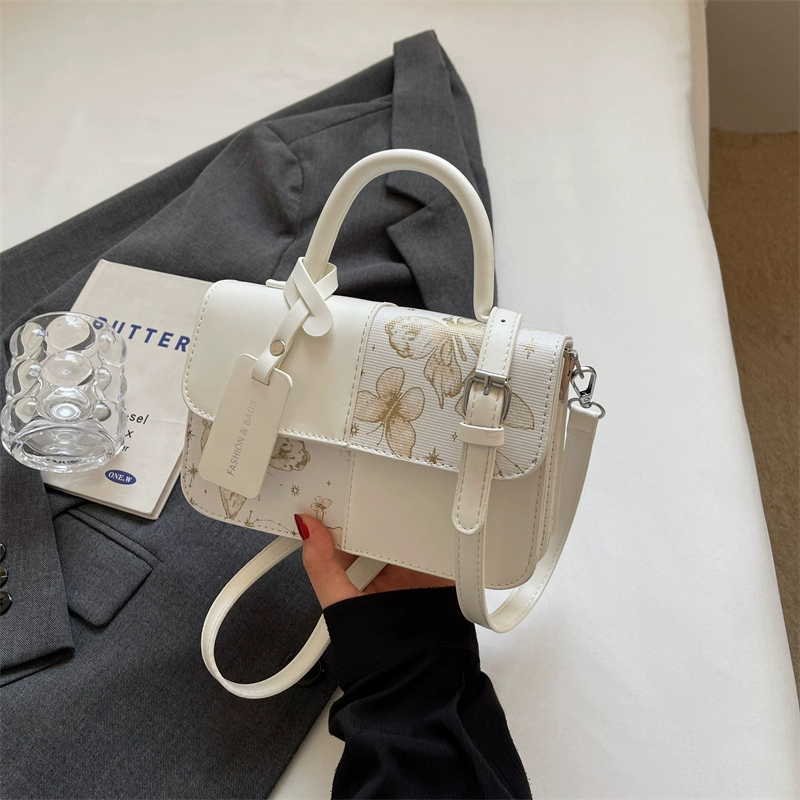 High-end color-blocked patchwork bag for women