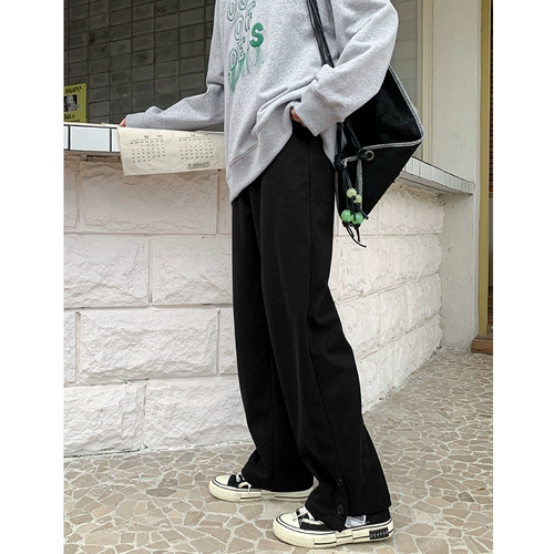 Черные повседневные брюки для отдыха, штаны, свободный прямой крой