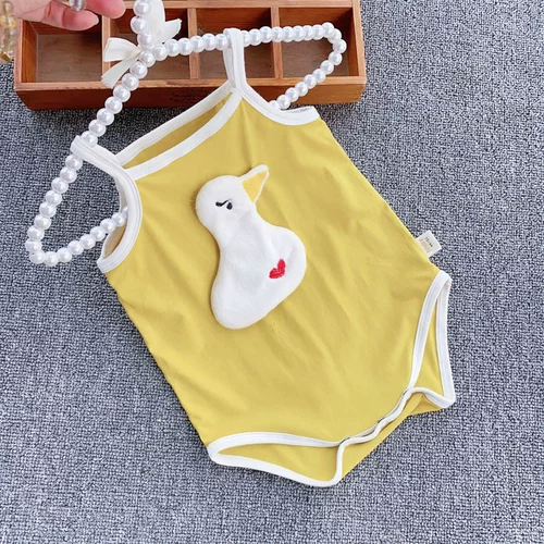 Детское летнее боди, хлопковый милый жилет для новорожденных для раннего возраста, эффект подтяжки