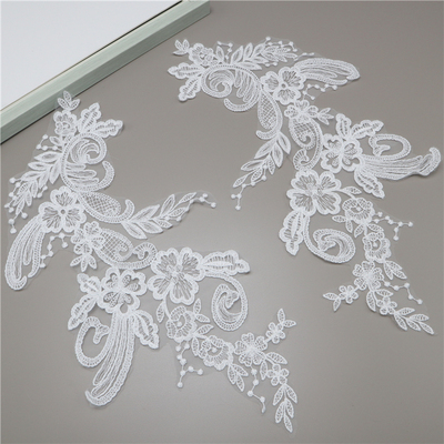 taobao agent F0003 high -definition European -style pattern embroidery bleach imported cotton line front chest and back wedding dress lace accessories