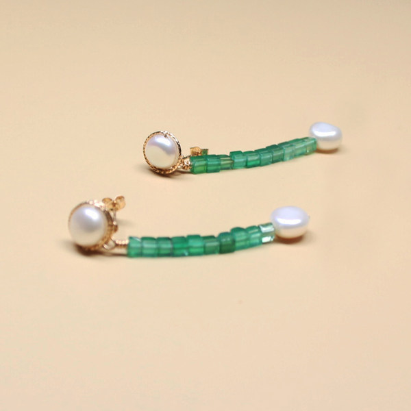 Натуральные оригинальные серьги из жемчуга, дизайнерский свежий агатовый браслет из бисера ручной работы