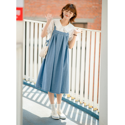 taobao agent Denim summer slip dress, Japanese umbrella, suitable for teen, A-line