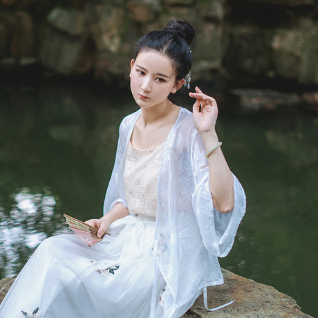 原创设计●潇湘—汉元素魏晋风交领罩衫上衣防晒衫提花空调衫