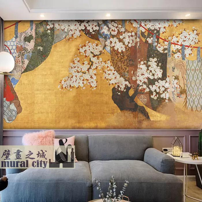 日本宫岛夏夜日式壁纸日系鸟居夜景墙纸和风墙布简约绘画背景壁画