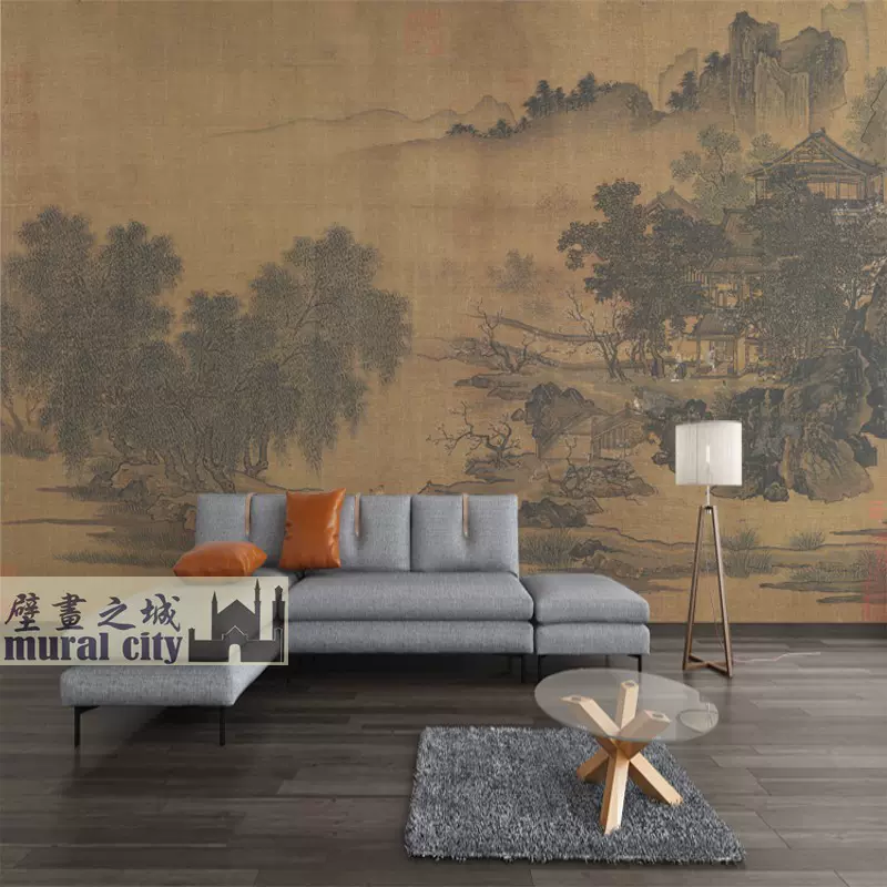 日本宫岛夏夜日式壁纸日系鸟居夜景墙纸和风墙布简约绘画背景壁画