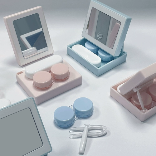 Новые многомерные многомерные многомерные многомерные контактные линзы с полосатой лампы, коробка партнера красивое зеркало для макияжа маленькие объекты коробка хранения объектов