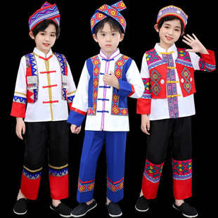 2022 新しい子供のチワン族パフォーマンス衣装広西チ族族男の子李衣装少数民族パフォーマンス衣装
