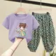 Древние стиль Girl Purple T+штаны для народного стиля
