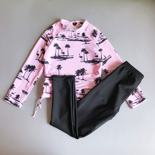 Детский лонгслив, штаны, купальник, топ с чашечками, 2-14 лет, подходит для подростков, защита от солнца