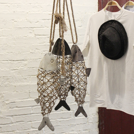 美式乡村麻绳编织鱼墙面装饰品壁挂 创意店铺餐厅咖啡厅壁饰挂件