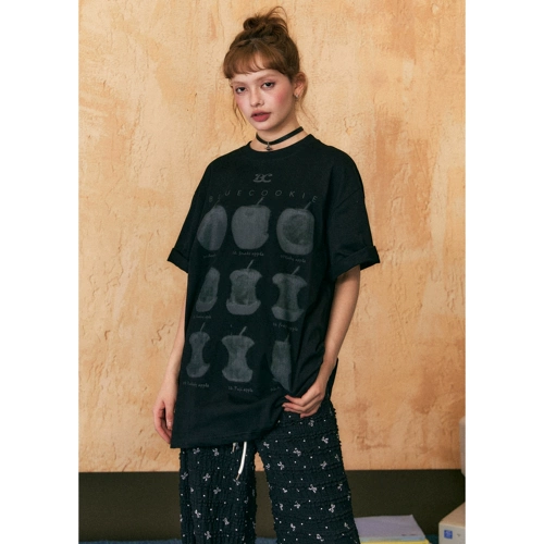 Apple, летняя футболка с коротким рукавом, в американском стиле, короткий рукав, оверсайз