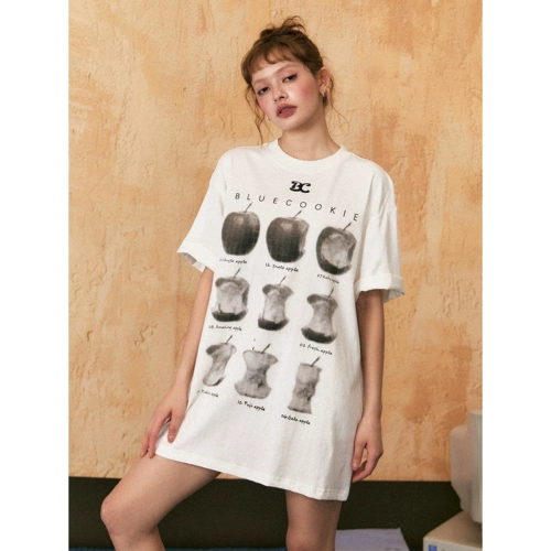 Apple, летняя футболка с коротким рукавом, в американском стиле, короткий рукав, оверсайз