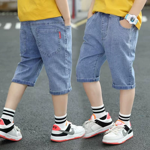 Джинсовая летняя одежда, летние хлопковые штаны, детские шорты для отдыха, подходит для подростков