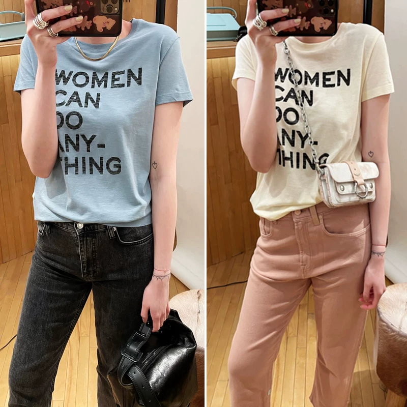 Spot special offer Zadig Modal mixed cotton letters wild short -sleeved T -shirt female 22 spring and summer girl genuine national generation