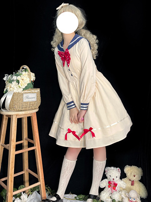 taobao agent Light Lo Naval College Wind Sleeve Dress Lolita Daily Spring and Autumn Bow Sweet Soft Girl OP