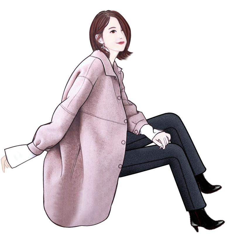 毛呢外套女中长款韩版2018新款流行大衣女冬季人字纹羊绒双面呢子