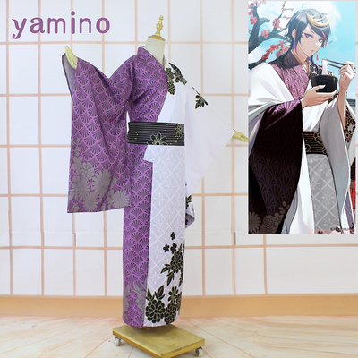 taobao agent Hot Spring Man a SHUYAMINO Rainbow Society vtuber purple -white cos kimono kimono kimono 羽 weaving custom remaining