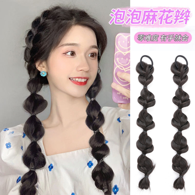 taobao agent Horstail wig female bubble braid natural boxing braid picking twisted braid strap -type dirty braid double ponytail cage braid