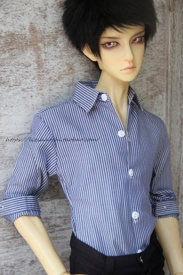 taobao agent BJD/three -point, uncle size custom shirt ++ 2019.7 July new classic blue and white striped shirt ++