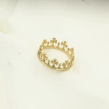 14K585 Чистое золотое кружевное кольцо цветочного кольца цветов