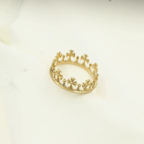 14K585 Чистое золотое кружевное кольцо цветочного кольца цветов