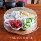 T042 Eccrected Four -Grid Fruit Plate+Cover+4 вилка