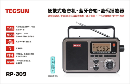 Desheng Tecsun RP-309 Портативные цифровые демодуляции поддерживает динамики Bluetooth и многополосный прием