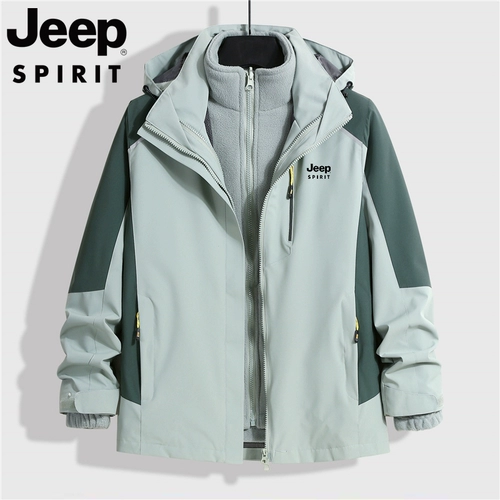 Jeep, съемная флисовая ветрозащитная водонепроницаемая удерживающая тепло альпинистская куртка подходит для мужчин и женщин, «три в одном»