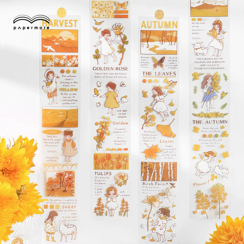 ПЭТ-лента Papermore длинная лента серия Golden Township милый кадр ручной учёт DIY украшение стикеры