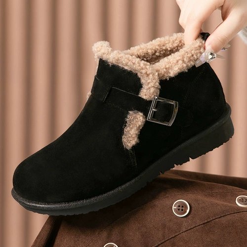 Утепленная зимняя обувь, удерживающие тепло вместительные и большые короткие сапоги для матери, из натуральной кожи, большой размер, мягкая подошва