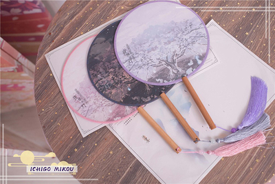 taobao agent [Dream and Treasure Spot] National Brand Lolita Uncle Night Sakura Lantern Chinese Wind Silk Trout Fan
