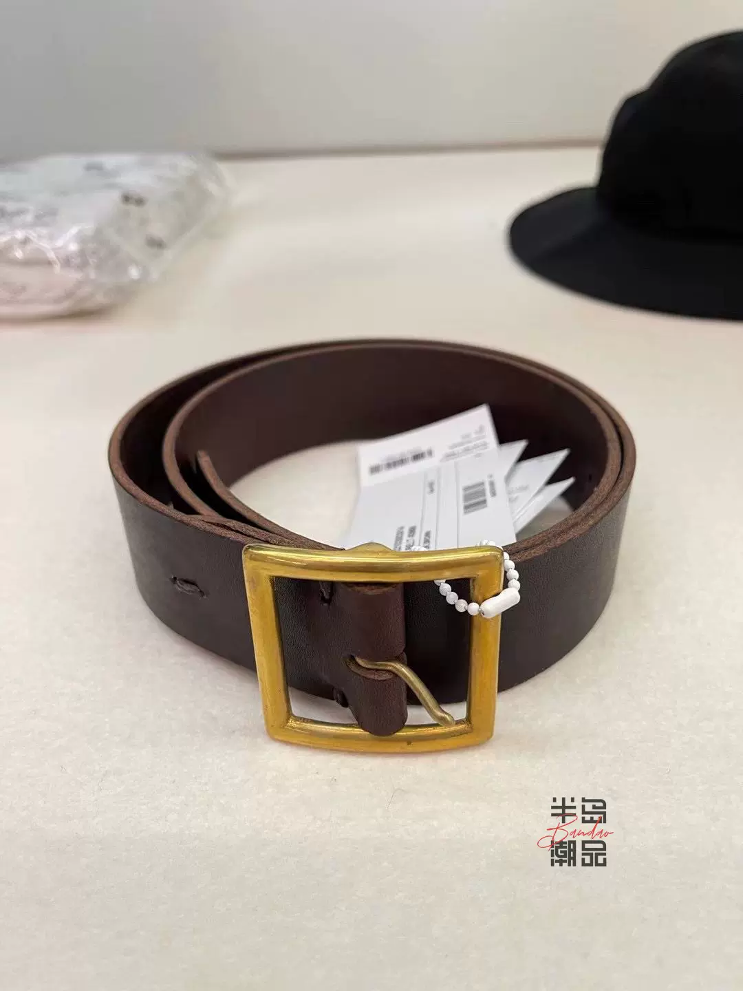 VISVIM PLAIN BELT 40MM 牛皮銅釦腰帶皮帶23SS-Taobao