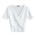 MIUCO gợi cảm cổ chữ V xuyên nút ngắn áo len dệt kim hoang dã T-shirt hàng đầu của phụ nữ mùa hè 2021 phong cách mới - Áo phông Áo phông