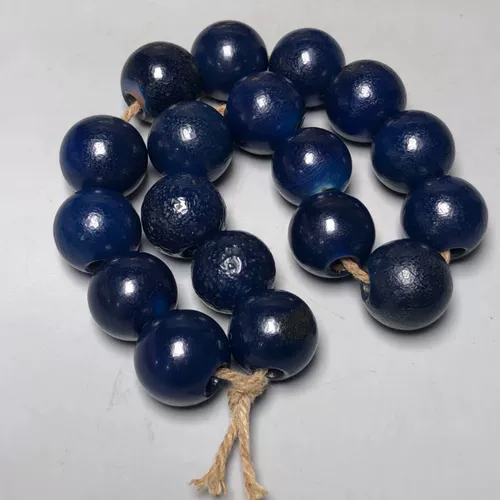 Древние народные народные народные овощи иногда старые старые старые старые сокровища Blue Agate Bracelet Размер: 15 мм*18 штук