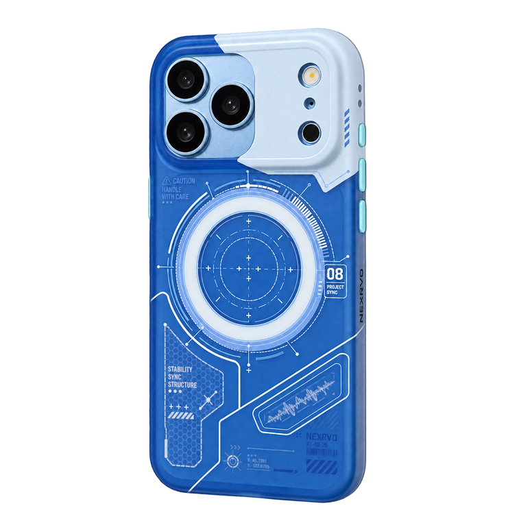 Girls HUD Interface Technical Schematics Blue iPhone Case