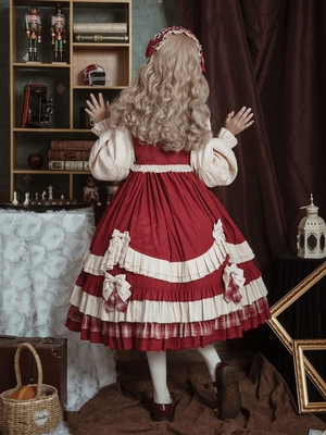 taobao agent Little Red Riding Hood, genuine trench coat, cute dress, doll, Lolita OP, long sleeve, Lolita style